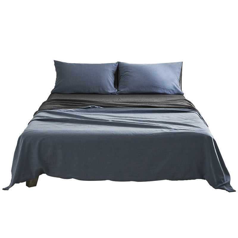 dark blue double sheet set cotton