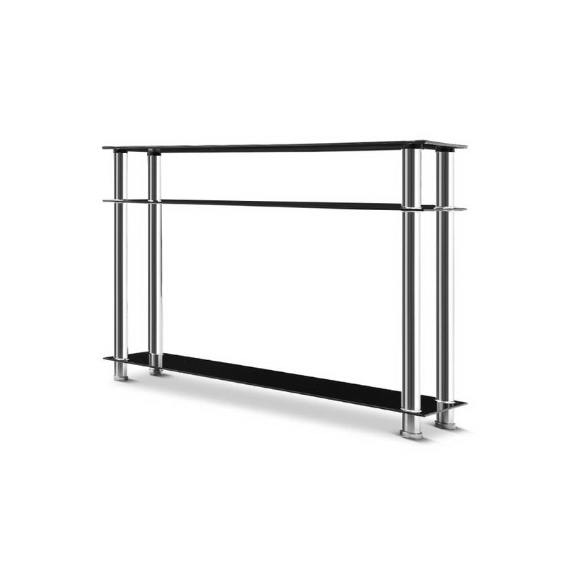 Artiss Console Table Tempered Glass Black