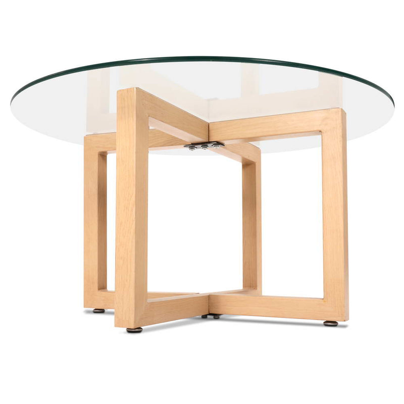 Artiss Coffee Table Round 80CM Tempered Glass