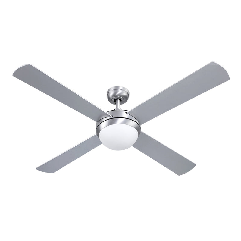 ceiling fan silver with light and remote timer