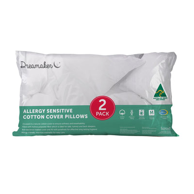 allergy sensitive cotton cover pillows 2 pack 