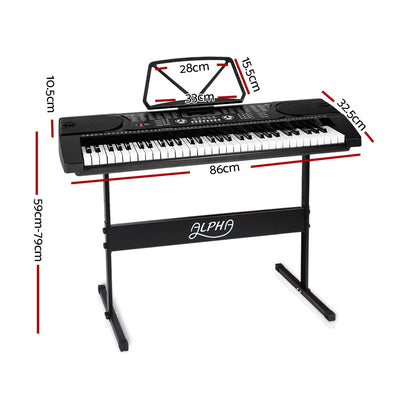 Alpha 61 Keys Electronic Piano Keyboard Digital Electric w/ Stand Beginner Black