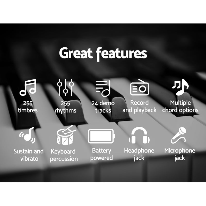 Alpha 61 Keys Electronic Piano Keyboard Digital Electric w/ Stand Beginner Silver