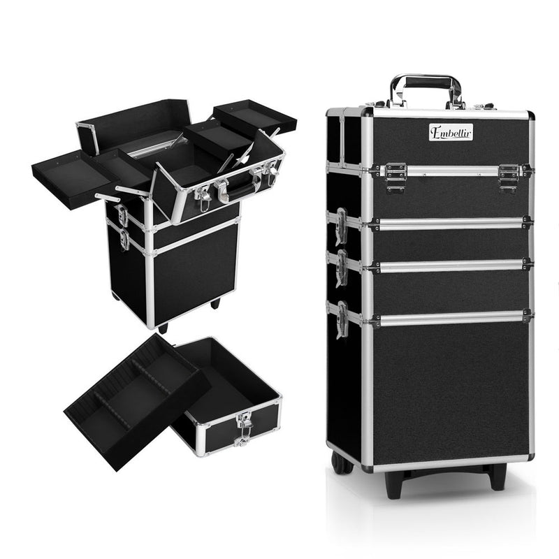 Portable Makeup Trolley Case Black