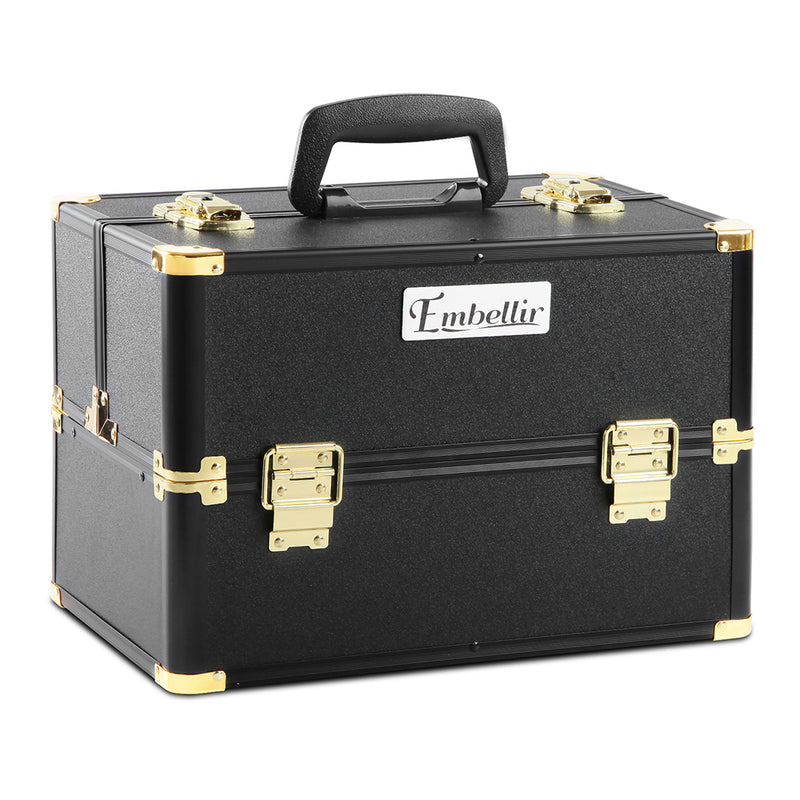 Portable Cosmetic Beauty Makeup Case - Black & Gold