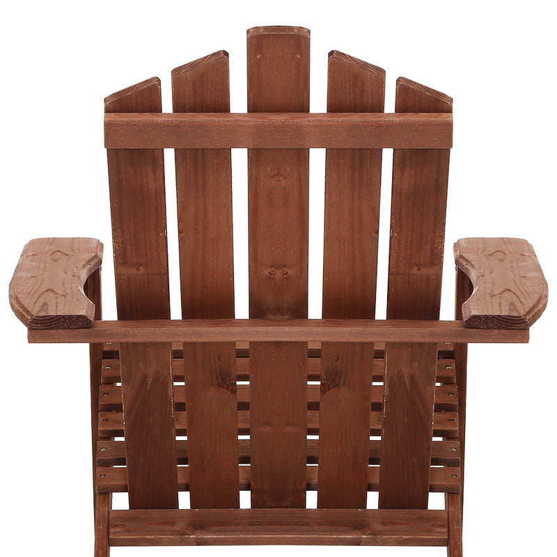 Gardeon Adirondack Outdoor Chairs Wooden Beach Chair Patio Furniture Garden Brown