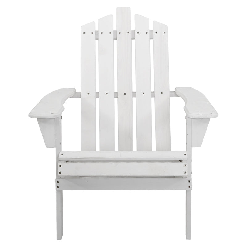 Gardeon Adirondack Outdoor Chairs Wooden Beach Chair Patio Furniture Garden White