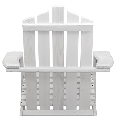 Gardeon 3PC Adirondack Outdoor Table and Chairs Wooden Beach Chair White