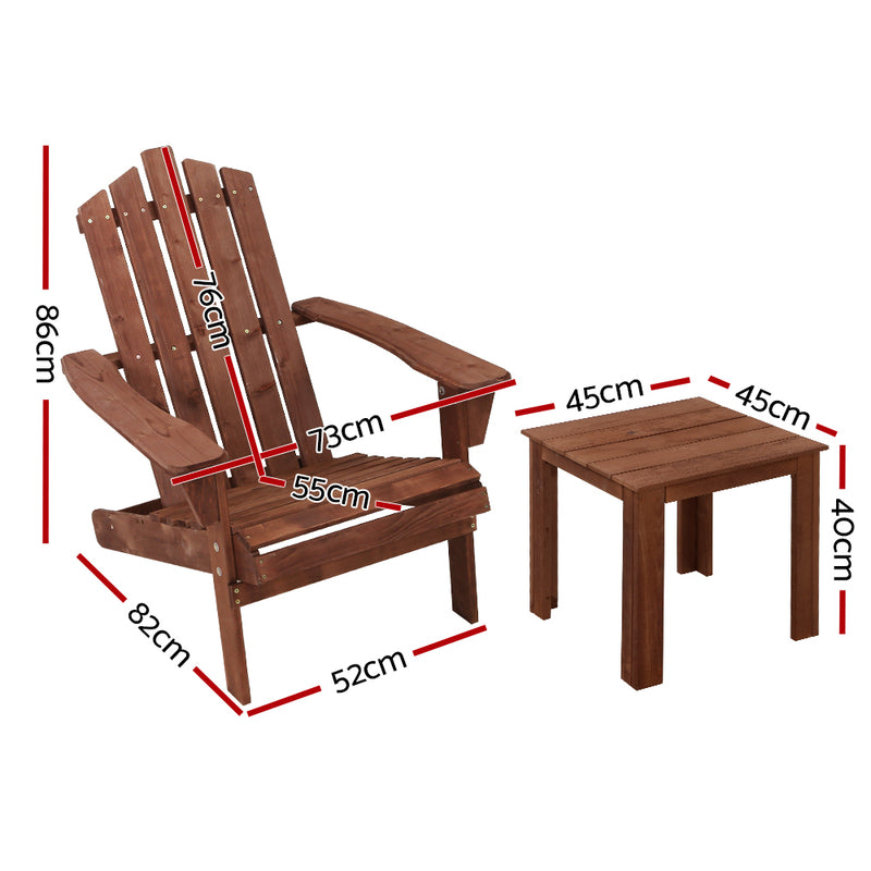 Gardeon Outdoor Sun Lounge Beach Chairs Table Setting Wooden Adirondack Patio Lounges Chair