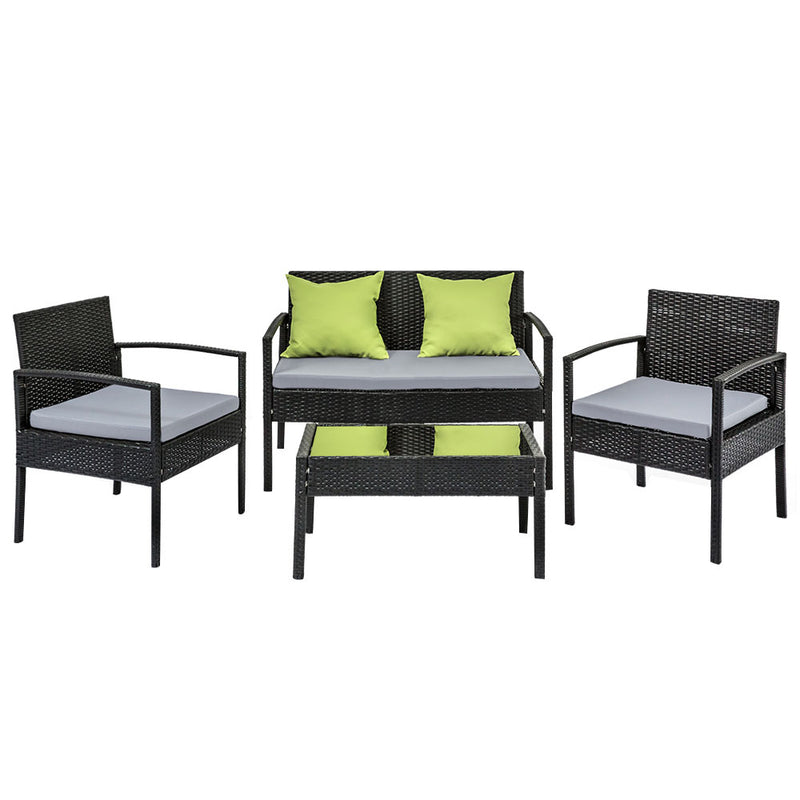 Gardeon Outdoor Sofa Set Wicker Lounge Setting Table and Chairs Patio Furniture