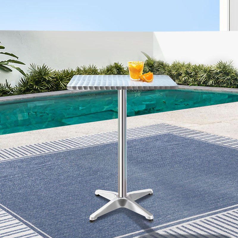 Gardeon Outdoor Bar Table Adjustable Aluminium Square 70/110cm