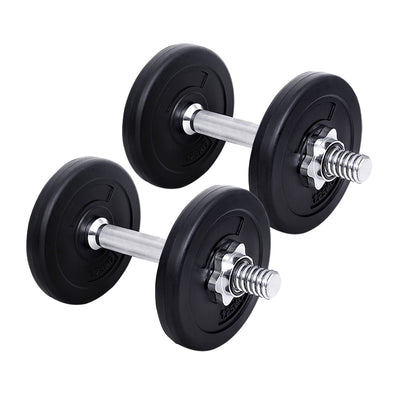 Everfit 10kg Dumbbell Set Weight Plates Dumbbells Lifting Bench