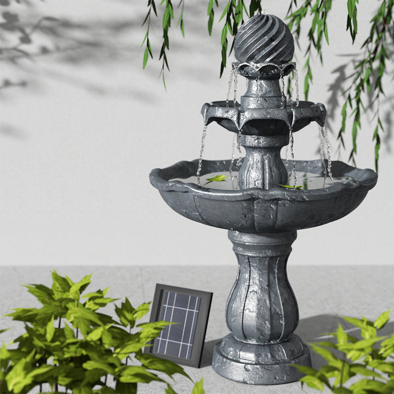 Gardeon Solar Water Feature 3 Tiers Black 93cm