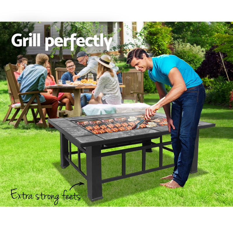 Grillz Fire Pit BBQ Grill Ice Bucket 3-In-1 Table