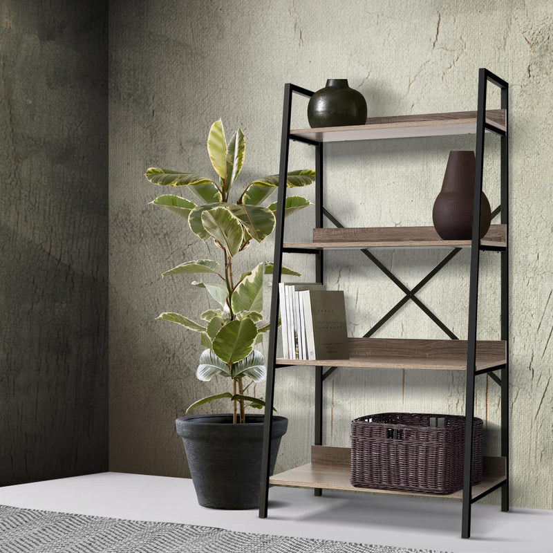 Artiss Metal Oak Bookshelf