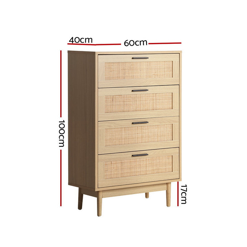 Artiss 4 Chest of Drawers - BRIONY Oak