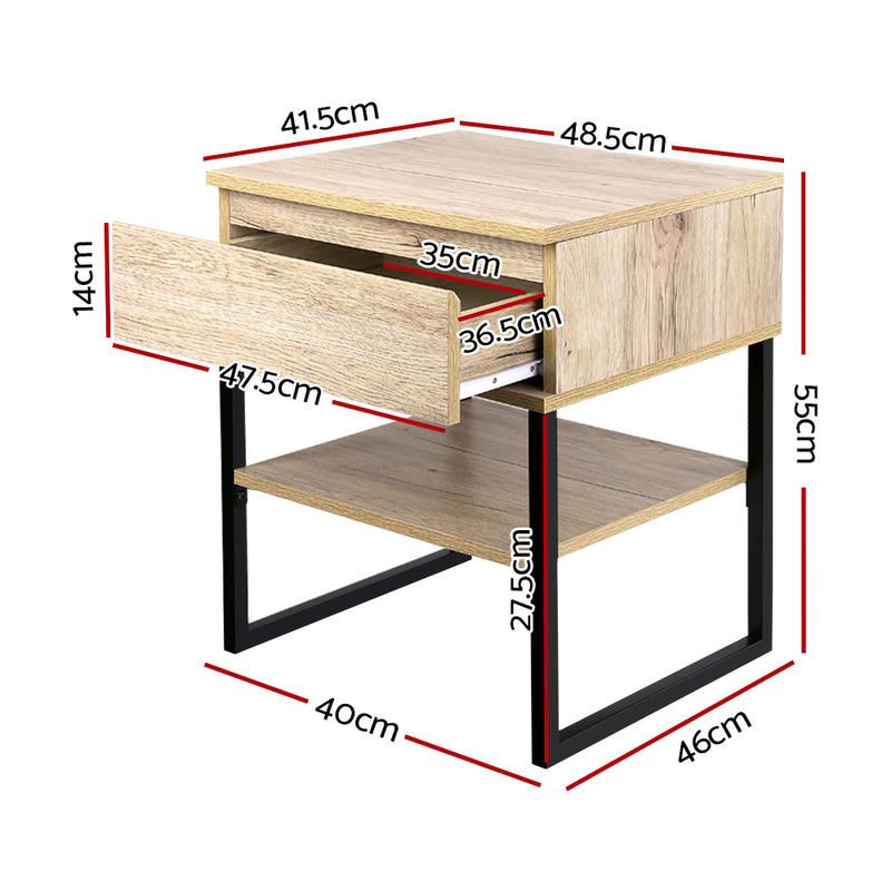 Artiss Bedside Table 1 Drawers with Shelf - CASEY