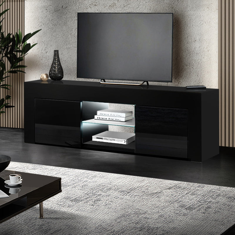 Artiss Entertainment Unit TV Cabinet LED 130cm Black Angus