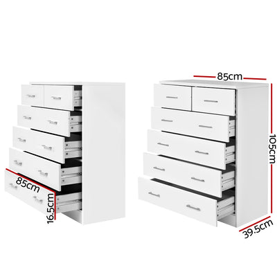 Artiss 6 Chest of Drawers - ANDES White