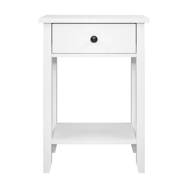 Artiss Bedside Table 1 Drawer with Shelf - BOWIE White