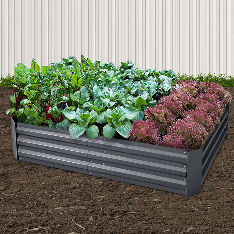 Greenfingers 2x Garden Bed 150x90cm Planter Box Raised Container Galvanised Herb