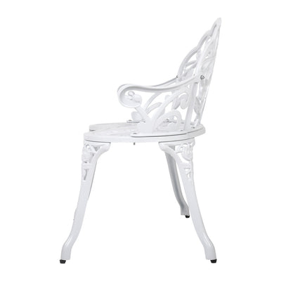 Gardeon Outdoor Garden Bench Seat 100cm Cast Aluminium Outdoor Patio Chair Vintage White