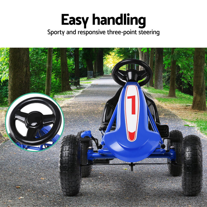 Rigo Kids Pedal Go Kart Ride On Toys Racing Car Adjustable Seat Blue