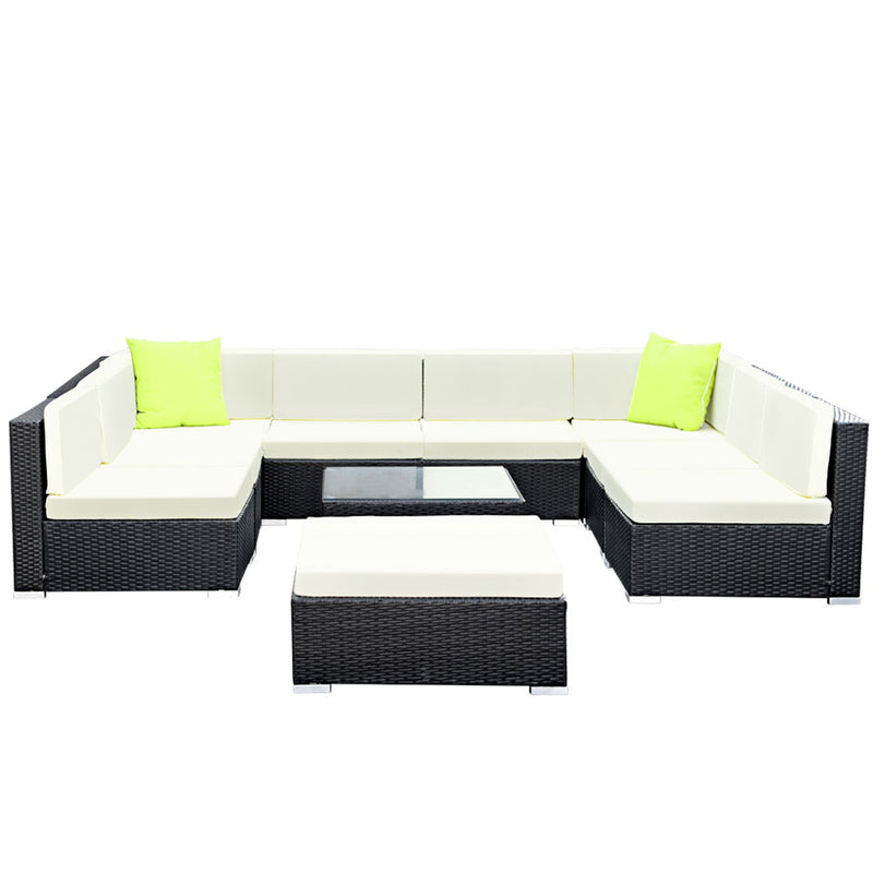 black rattan outdoor lounge 