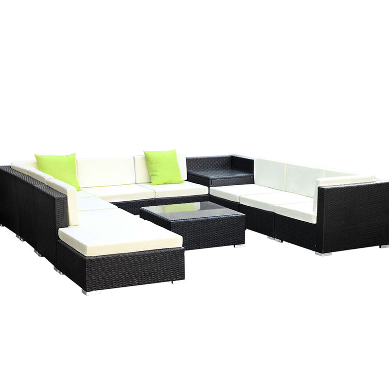 patio outdoor sofa rattan black 