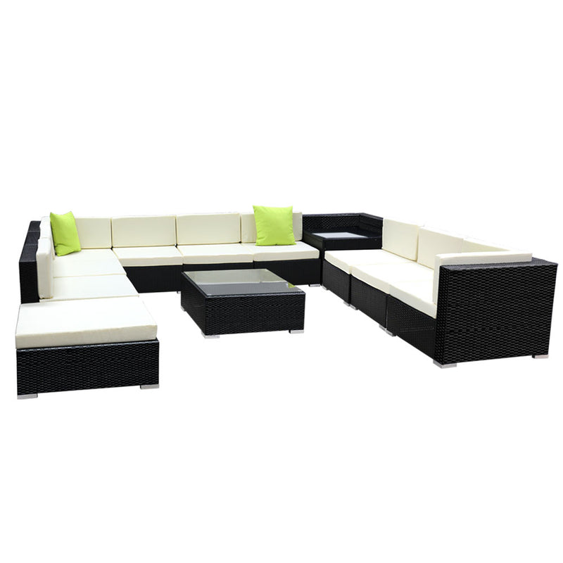 wicker black outdoor patio sofa lounge 