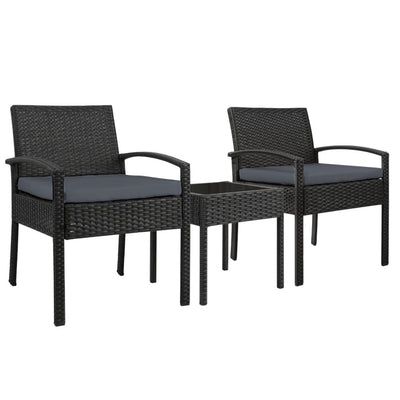 Outdoor Chair and Table Set Black