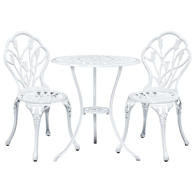 Outdoor Cast Aluminium Bistro Table Chair Patio White