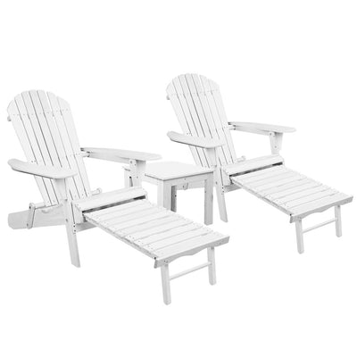 Adirondack deck lounge chair set white 