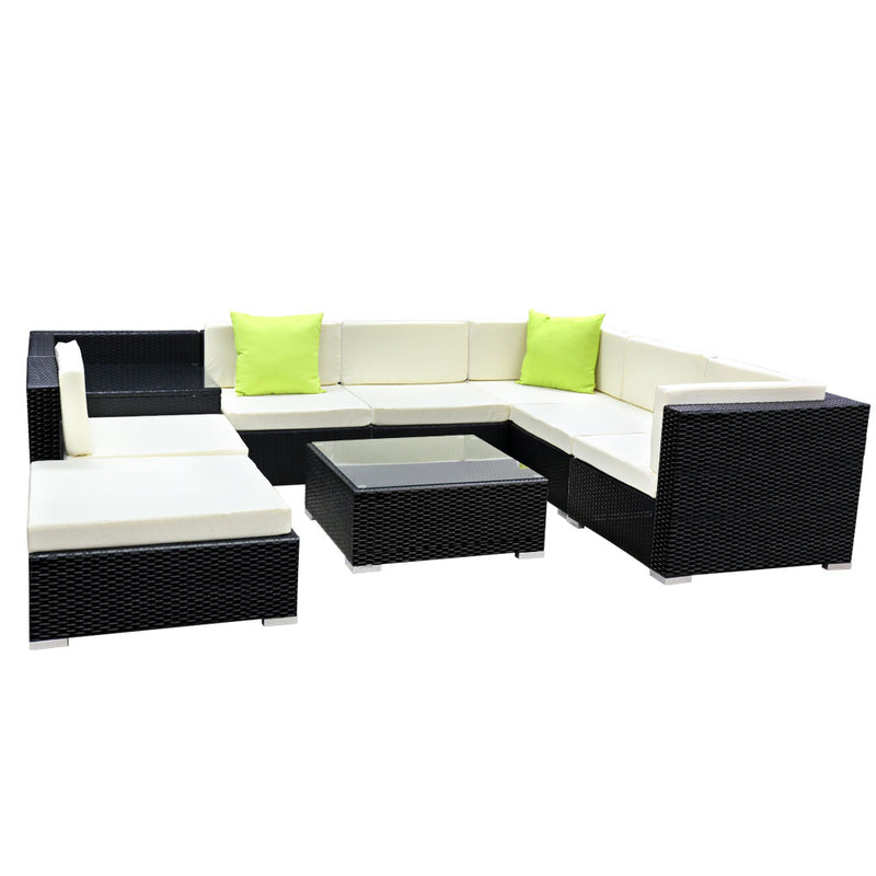 outdoor patio lounge sofa wicker black with table 