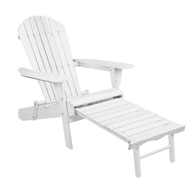 Adirondack Beach Chair with Ottoman White
