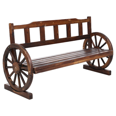 Garden wagon wheel bench seat 3 seater