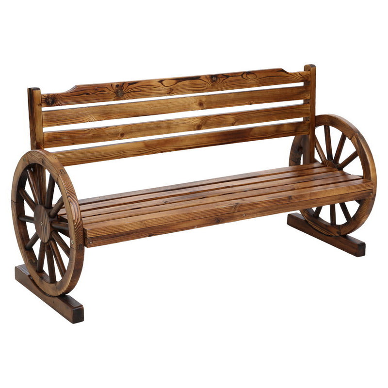 porch patio garden bench wagon wheel style 3 seater