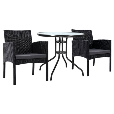 outdoor chair and table set wicker black 