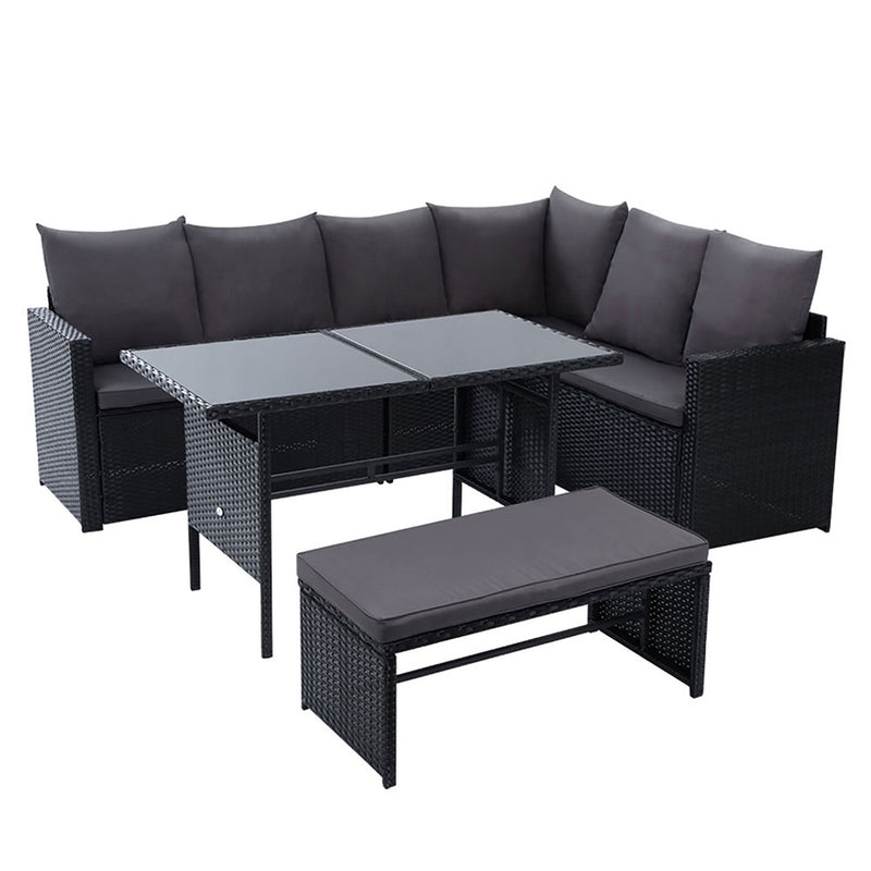 wicker outdoor lounge set 8 seater black 