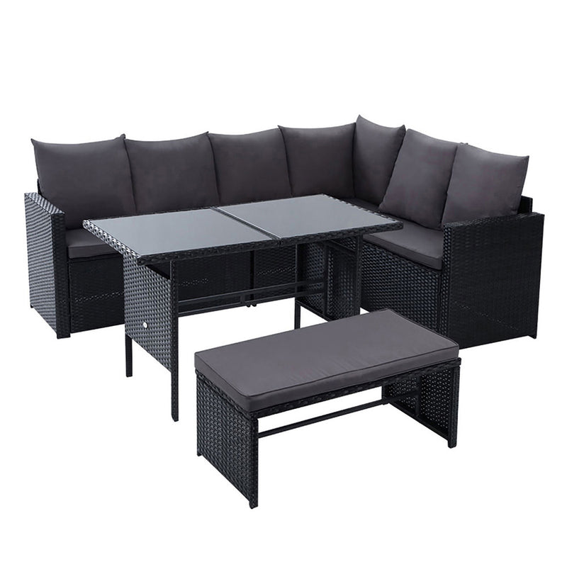 8 seater outdoor lounge set wicker black 