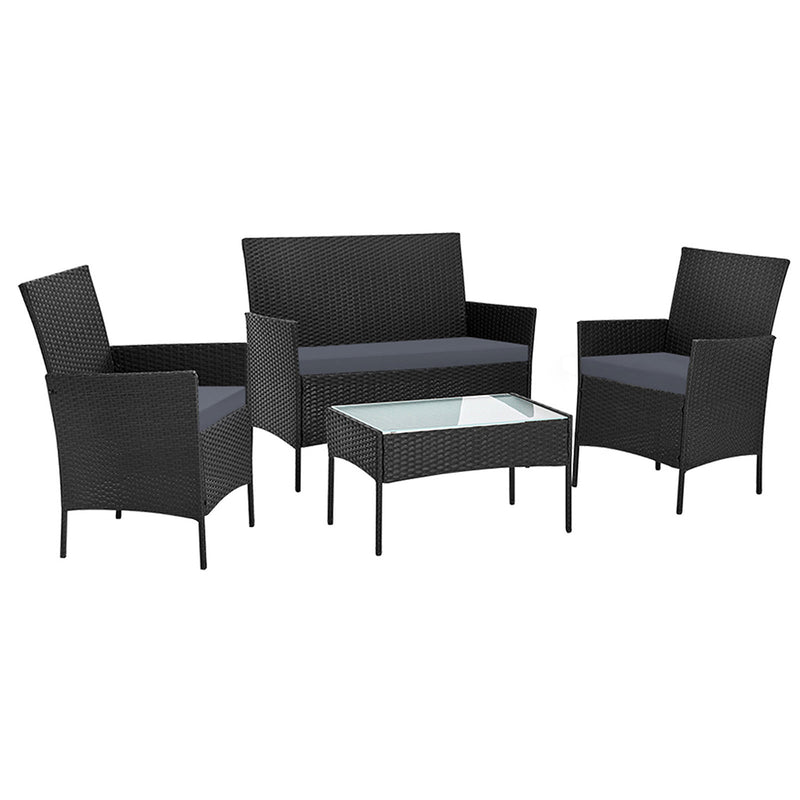 outdoor patio dining set black wicker rattan 