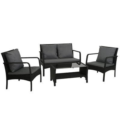 outdoor furniture lounge and table patio set black wicker