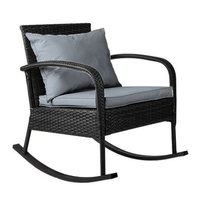 outdoor rocking chair wicker black 