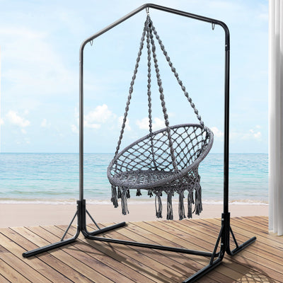 hammock swing chair grey with steel stand 