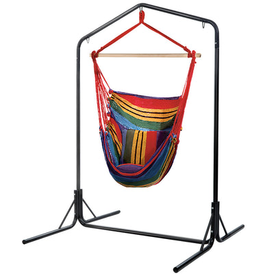 rainbow hanging hammock chair swing with steel frame and pillow