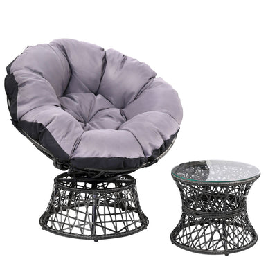 outdoor rattan chair and table set 