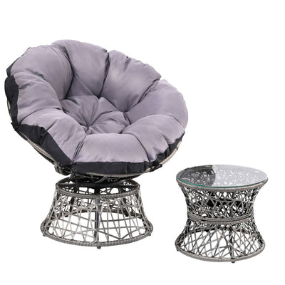 outdoor patio chair and table grey wicker 