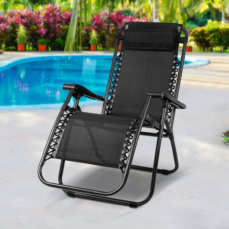 outdoor portable recliner chair black 