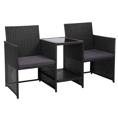 outdoor chairs and table set rattan black 