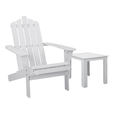 white Adirondack patio chair with table 